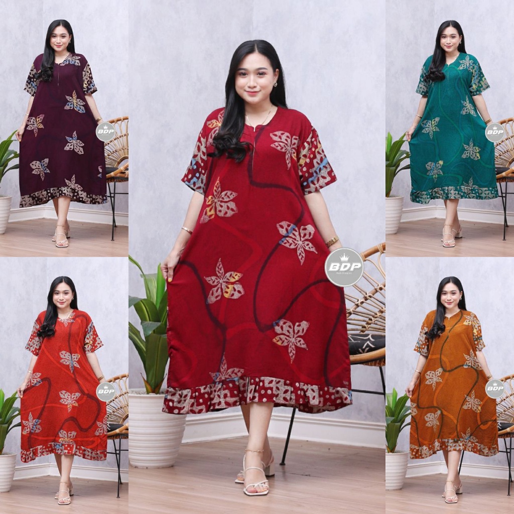 Dianputri - Daster Maura Batik Cap Rayon Grade A Motif Terbaru Busui Resleting Depan - Baju Tidur Daster Kekinian-4