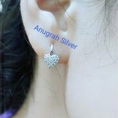 (COD)Anting jepit fashion wanita remaja/dewasa Love mata putih perak asli 925/Silver lapisan emas putih murni!!!