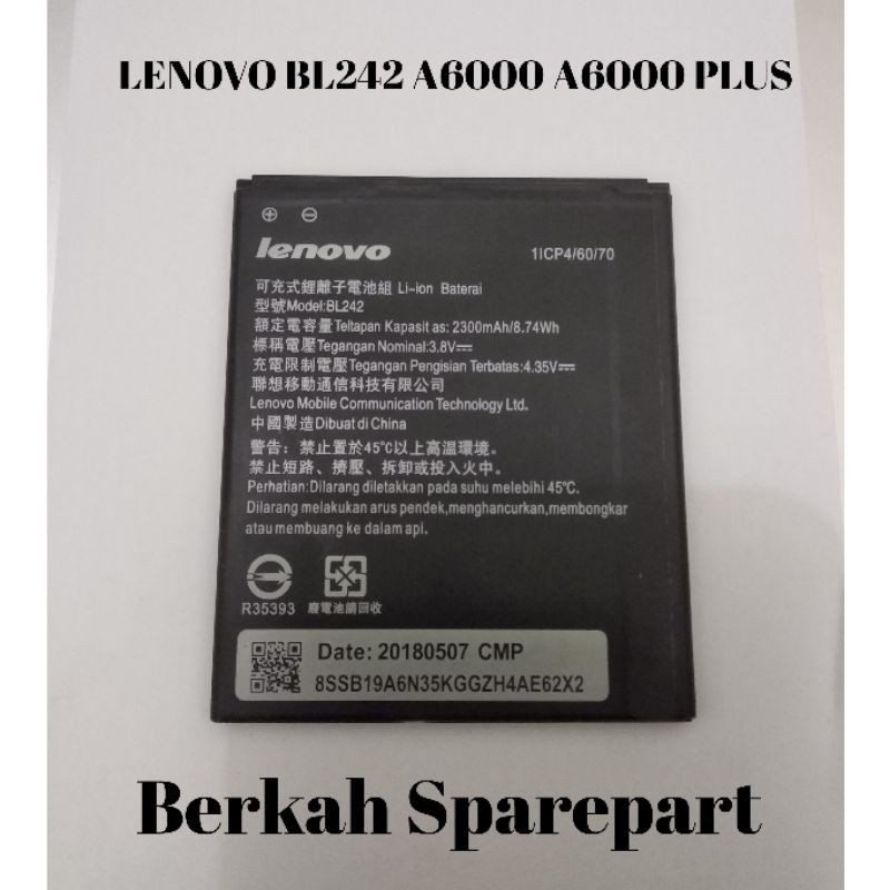 BATERAI BATRE LENOVO BL242 A6000 A6000 PLUS ORI