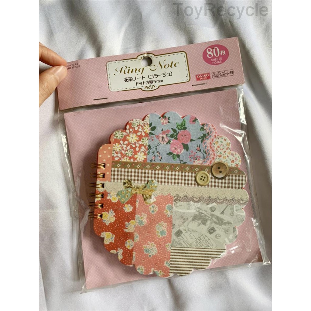 

Ring Note / Memo warna Pink bentuk bulat / lingkaran / Flower Shape Note Collage Dot Grid 5mm asli dari Daiso