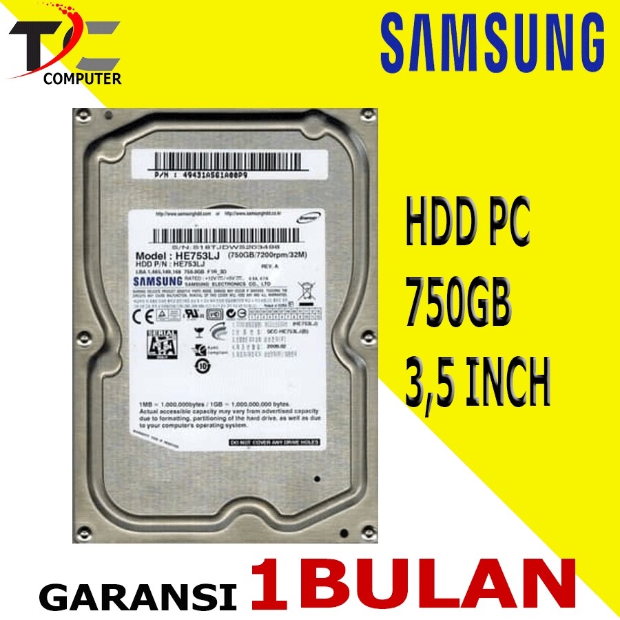 Harddisk Internal Pc 3.5&quot; CCTV/PC SAMSUNG 750gb Sata