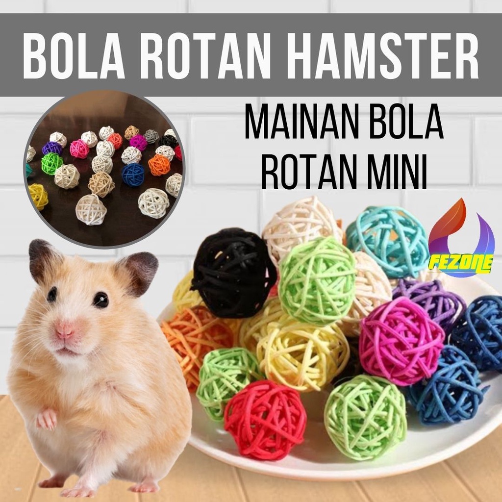 Mainan Bola Rotan Mini untuk Sugar Glider Hamster FEZONE