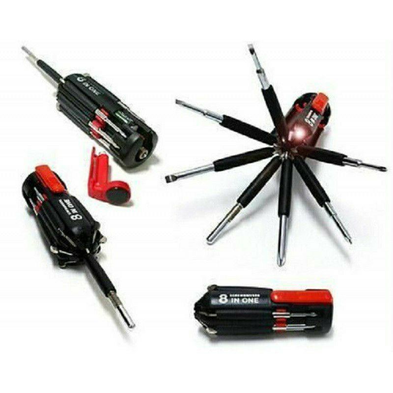 OBENG 8 IN 1 MULTIFUNGSI SERBAGUNA TOOL SET SCREWDRIVER SENTER PENERANGAN SERVIS ELEKTRONIK |4009