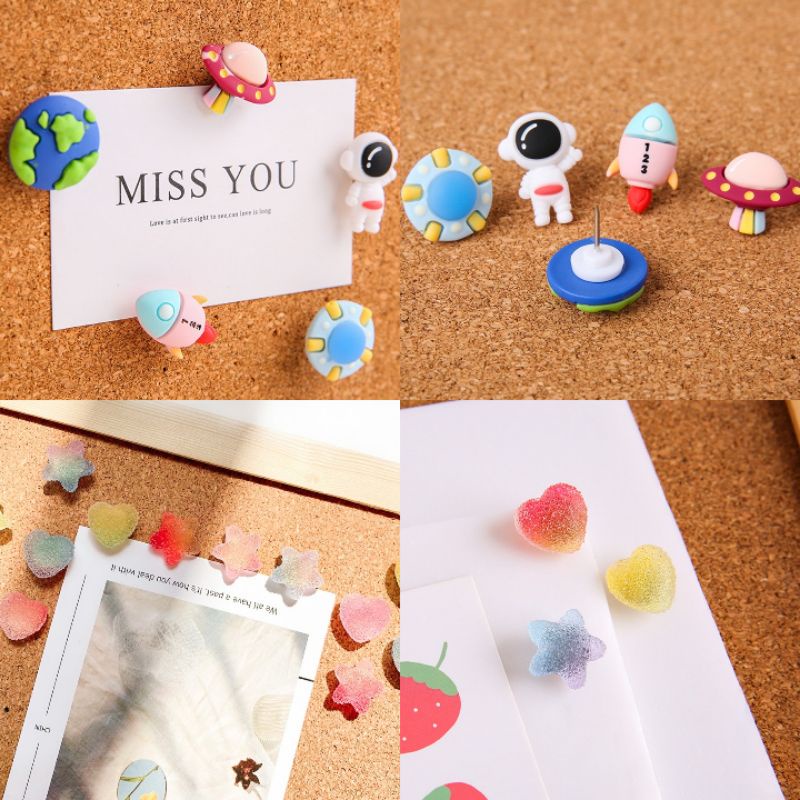 

Push Pin Paku Tekan Set Bentuk Lucu Unik Simple Praktis Decor Stationery Serbaguna Multifungsi