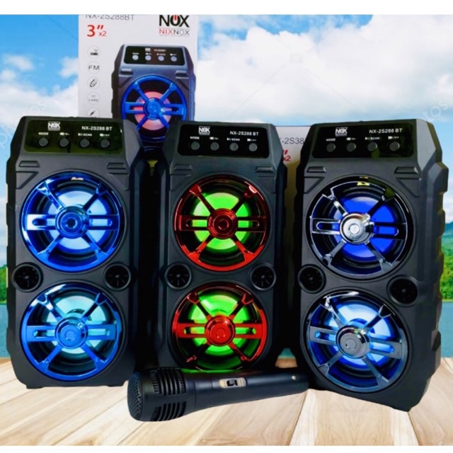 speaker bluetooth nixnox original portabel karaoke free mic PJ 801/802 speaker aktif termurah ki