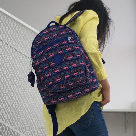 Tas Ransel Kipling Class Seoul S Medium Monkey Mania Biru Sekolah ORIGINAL Anak Jalan Cowok Cewek