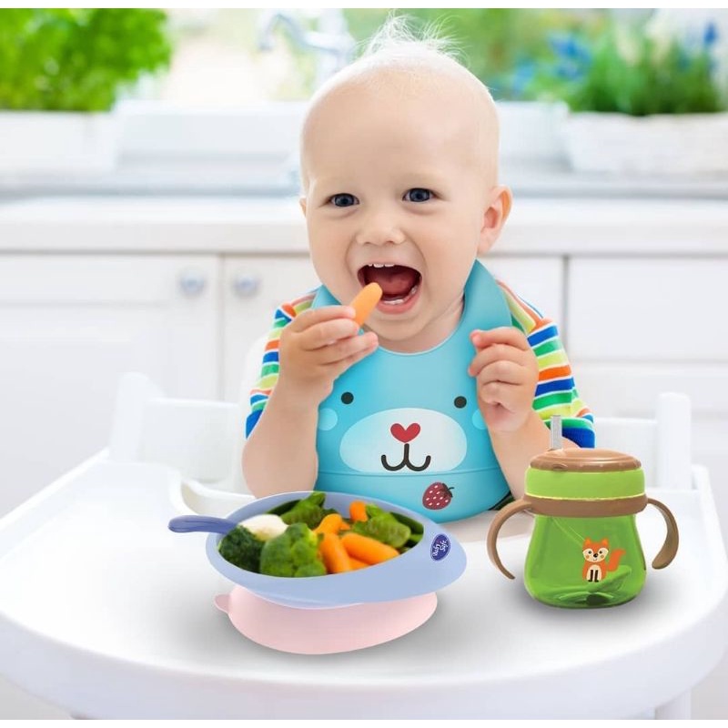 Baby Safe Silicone Bib (BIB04)/Slabber Silikon Celemek Makan Bayi