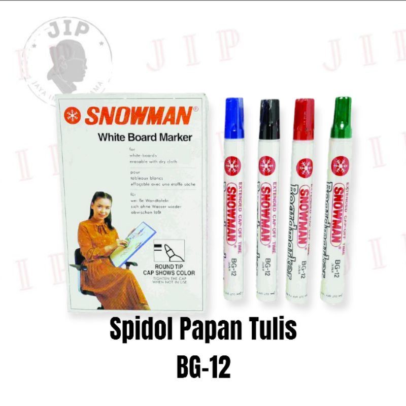

(PCS) Spidol Papan Tulis Whiteboard / Spidol Snowman Bisa Dihapus BG-12 Murah Original