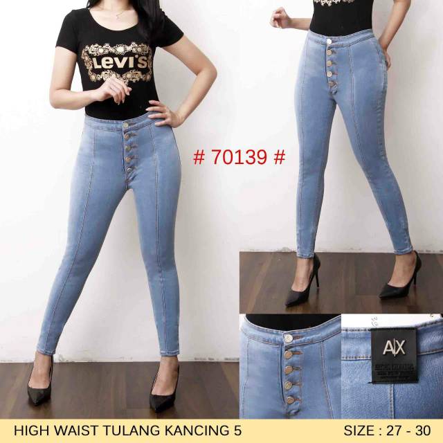 CELANA HIGHWAIST KANCING'5 TULANG SIZE 27-30 TERSEDIA 3WARNA PILIHAN
