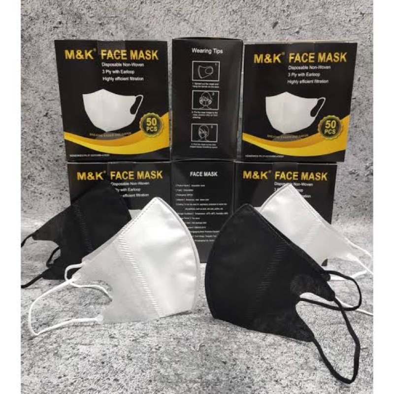 masker M&K duckbill hitam dan putih satuan termurah