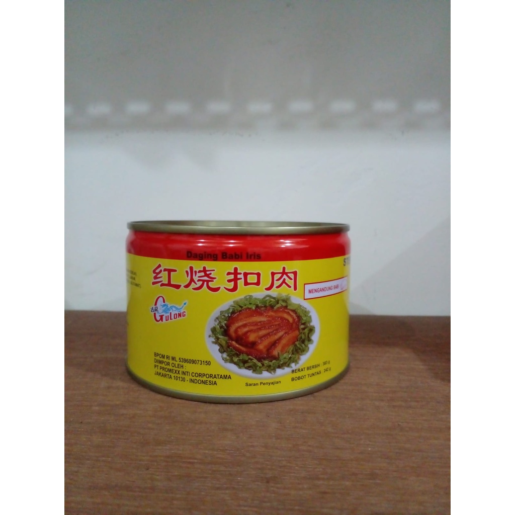 

NON HALAL Gulong Stewed Pork Slice / Daging Samcan Babi Kaleng 383gr EXP 08/2025