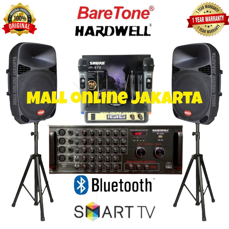 Paket Hardwell 15 inch Rv3000 Sound system Baretone Original Bluetooth