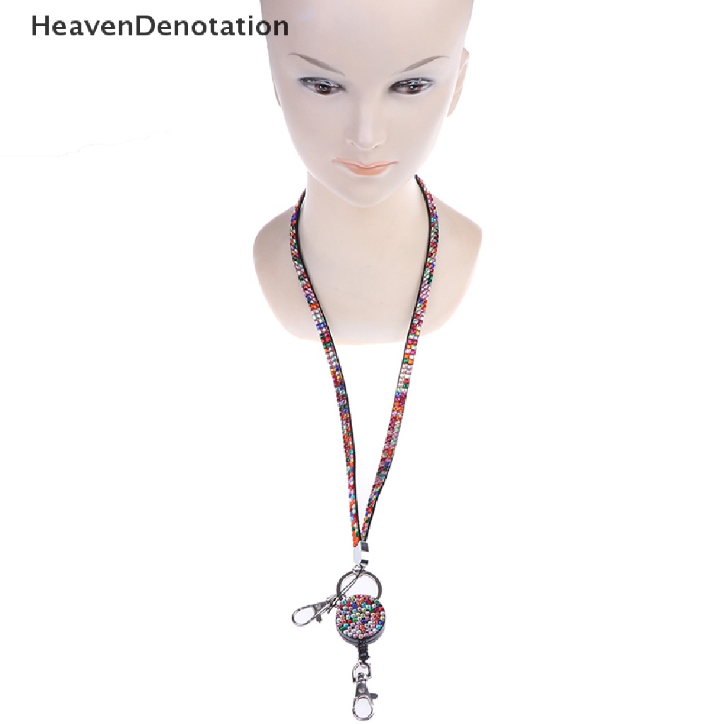 [HeavenDenotation] Neck lanyard retractable badge reel crystal rhinestone phone key hang rope