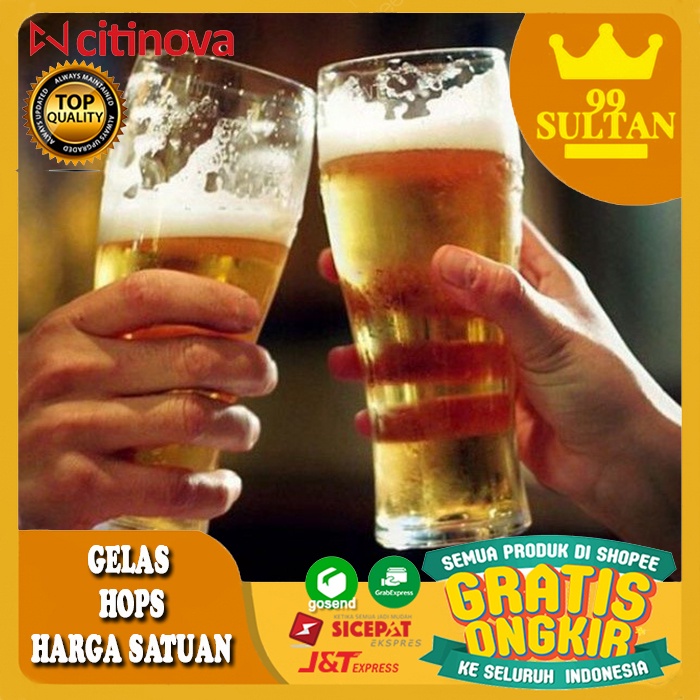 (GROSIR) GELAS HOPS 570 ML - Gelas Kaca Tinggi Tebal / Gelas Cafe / Gelas Hotel