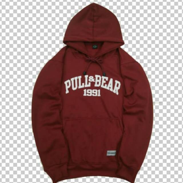 hoodie pull and bear merah maroon