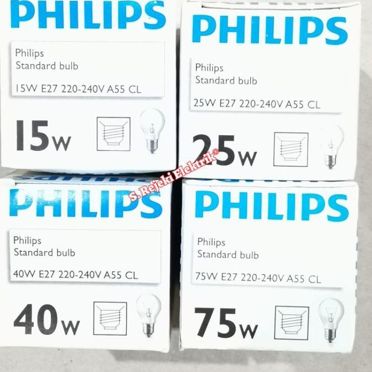 Best Produk L7QGE Philips Lampu Bohlam Pijar Kaca Clear/Bening Kuning 15 25 40 75 100 Watt E27 15w/2