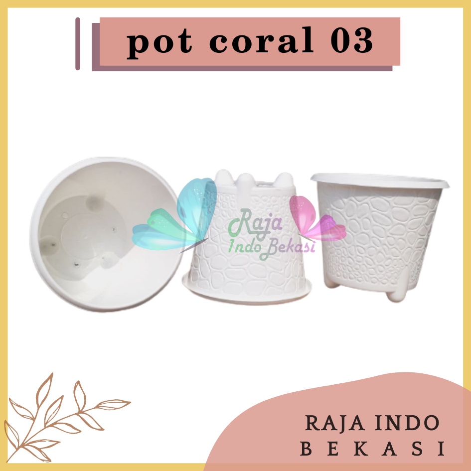 Pot Bjp Coral 03 Putih Budi Jaya Pot Coral 20 Cm Pot Koral Bunga Plastik Motif Batu Alam Bagus Pot Tanaman Murah