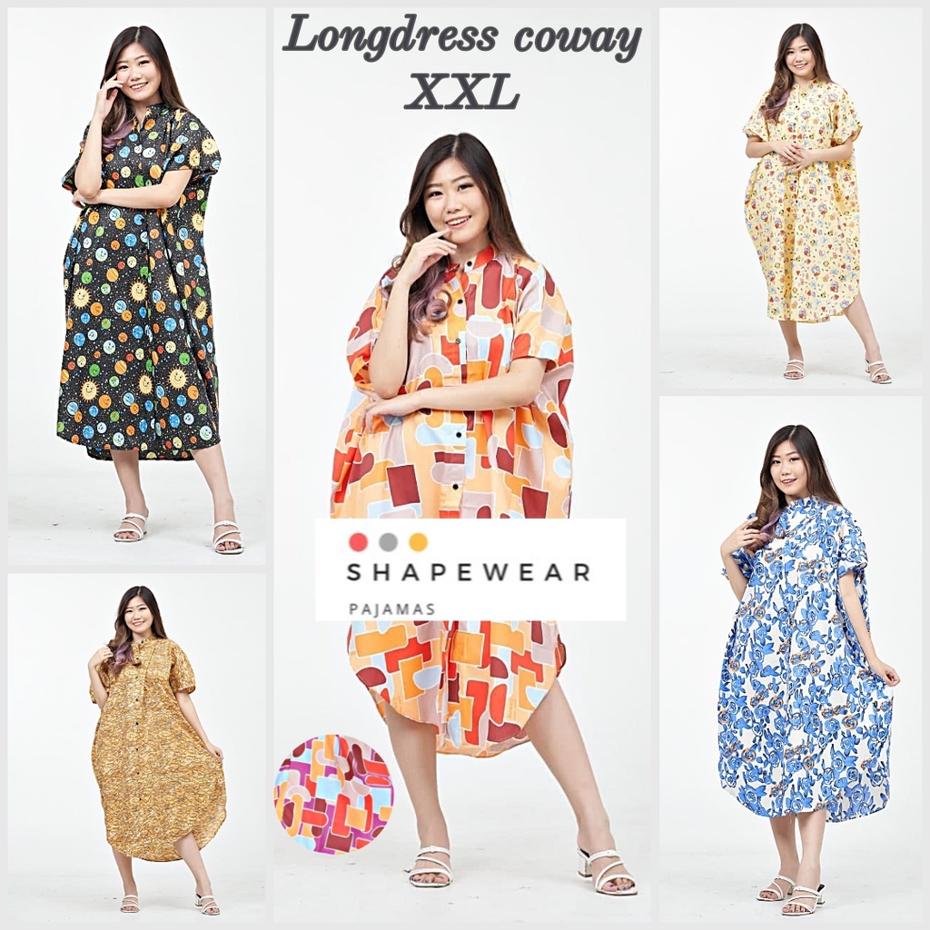 SW piyama murah daster murah Long Dress XXL COWAY Wanita JUMBO Full Kancing Depan