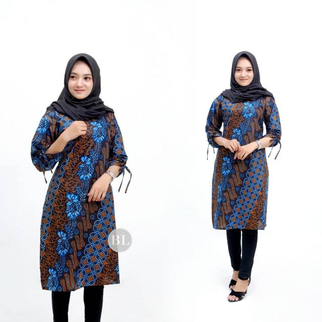 Batik tunik seno biru