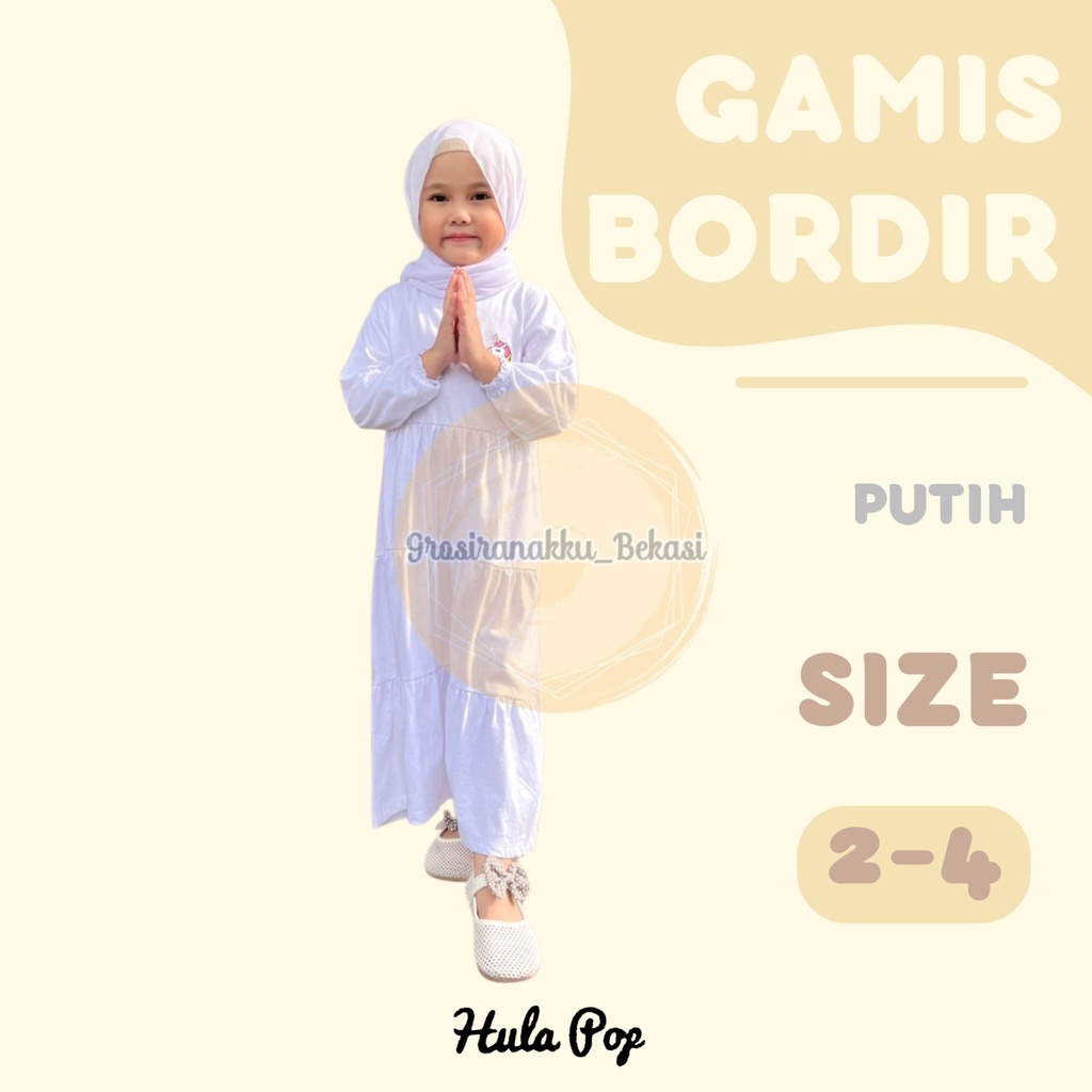 Gamis Putih Manasik Haji Anak Hullapop Size 2-4THN