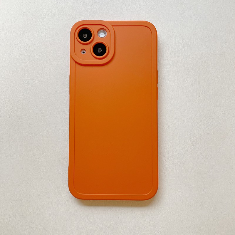 Korean Style！Pure Orange Color Soft Silicon Case iP iPhone 7 8 + Plus X XR SE 2020 XS Max 11 12 13 Pro Max Camera Protector