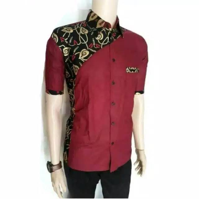 Risna Batik HRB026 kenongo kemeja hem pendek padi pekalongan M L XL MURAH KEREN bati pria wajik biru