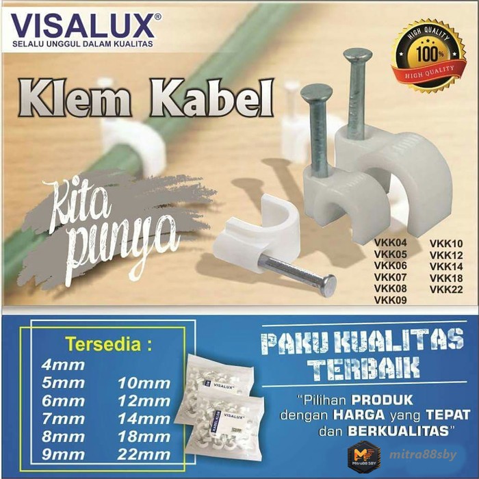 Mitra88sby Klem kabel listrik paku beton no 12 sampai 22mm pvc murni visalux