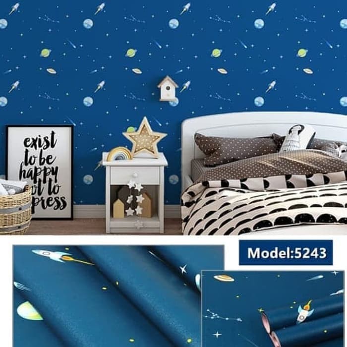 Wallpaper Stiker PLANET BIRU Walpaper Dinding Kamar  Tidur 