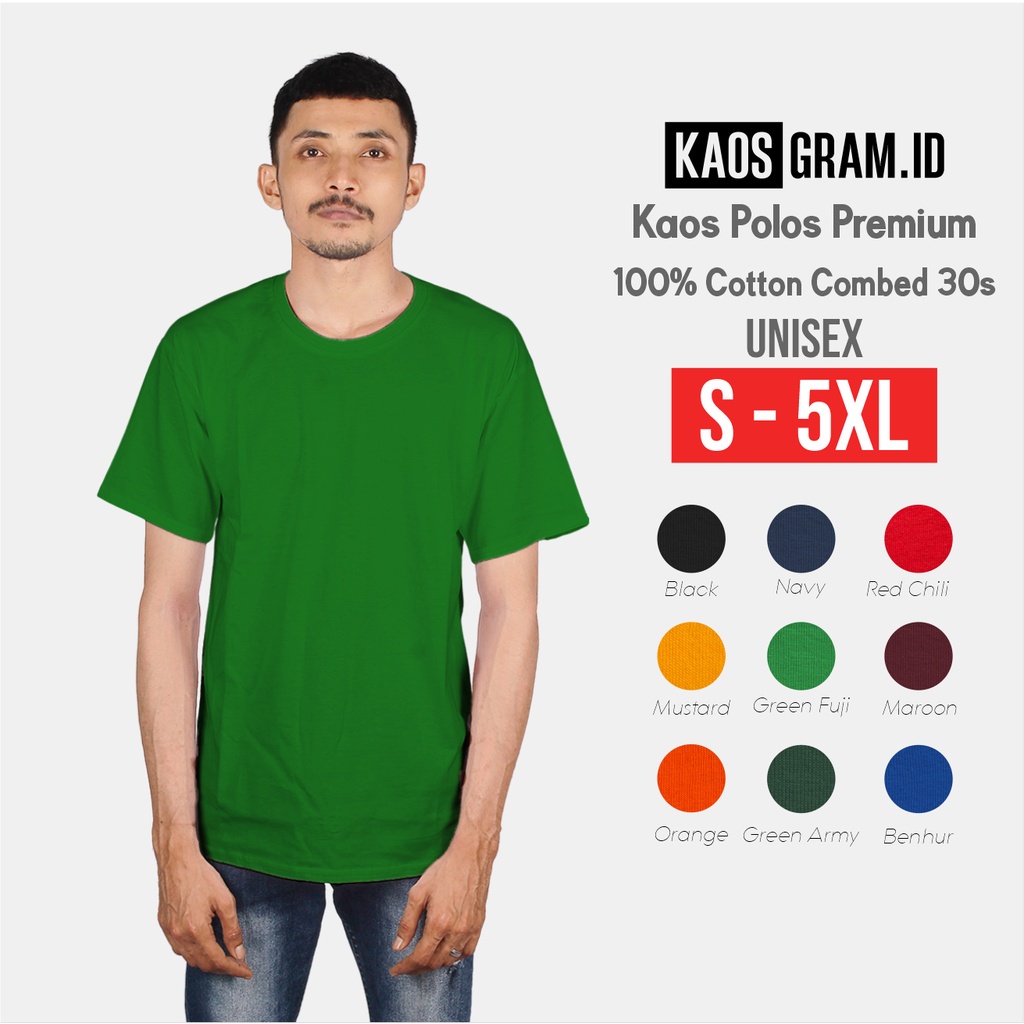 Jual Kaosgram Id Kaos Polos Hijau Fuji Lengan Pendek Basic T Shirt 100 Katun Combed 30s