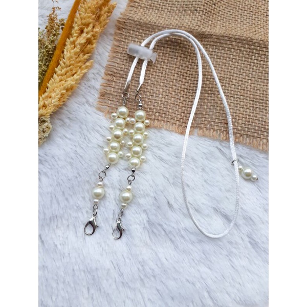 READY [COD] Strap Masker / Pengait Masker 2 in 1 Hijab Mutiara