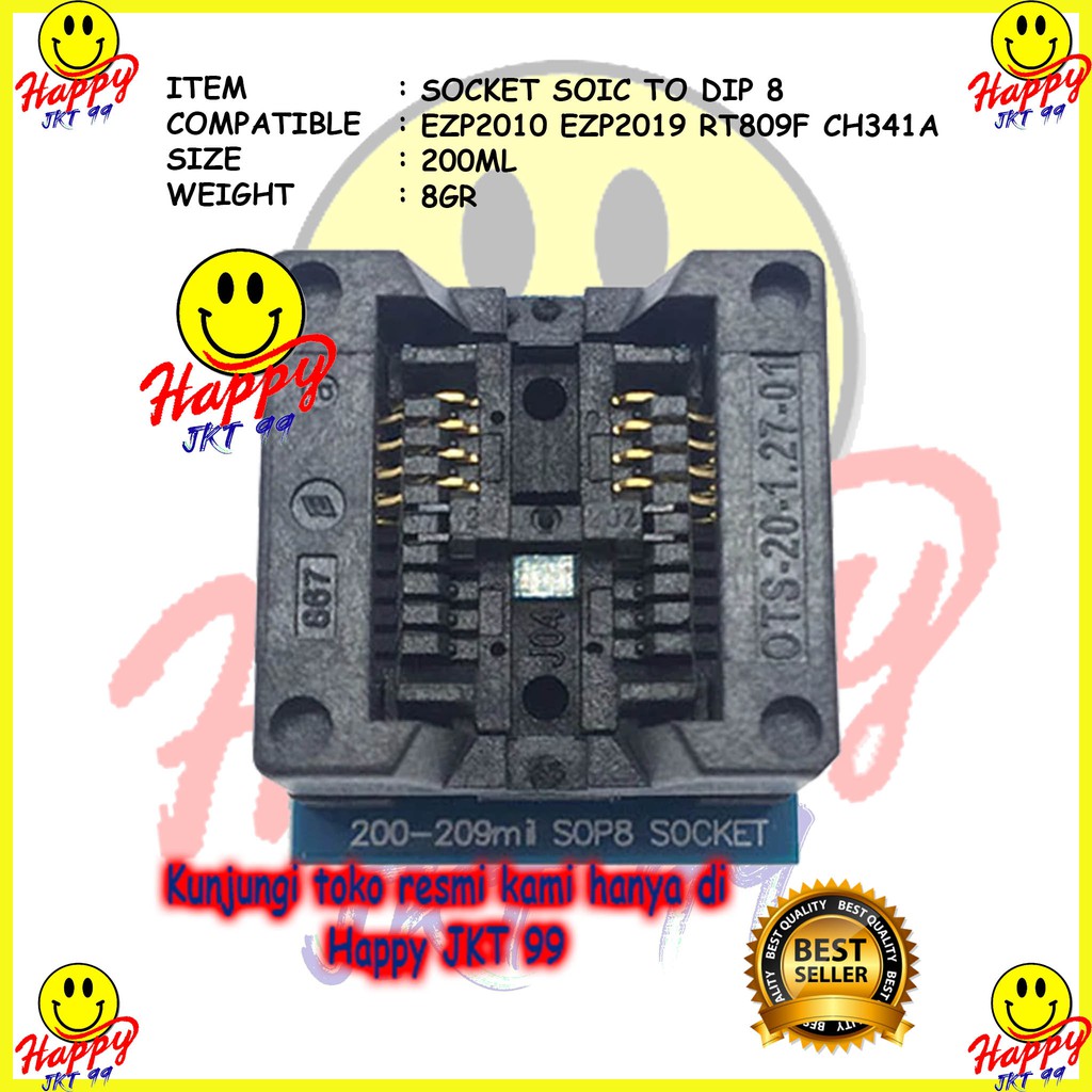 [ HAPPY JKT 99 ] SOKET IC CLIP SOCKET SOP8 DIP8 JEPIT CONVERTER 200ML 200 ML 150ML 15 ML 0,65ML 65ML