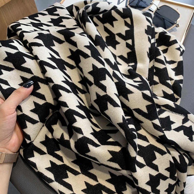 Syal &quot;Eranie&quot; 65 x 190 Anggun motif Houndstooth yang mewah Bahan High Grade Cashmere Immitation