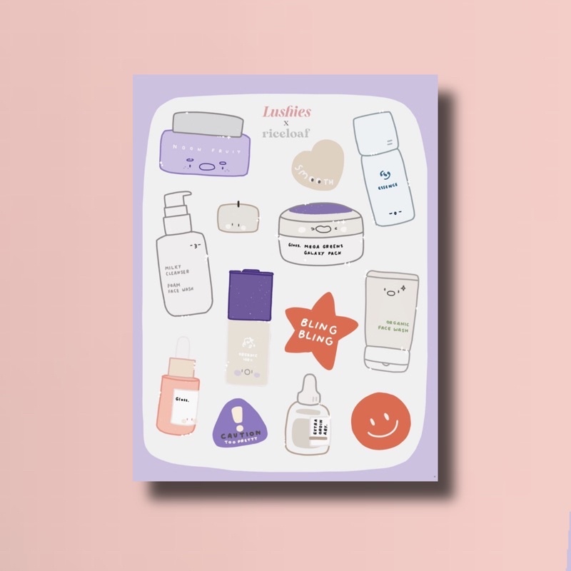 

Lushies X riceloaf Skincare Sticker Sheet Set Merchandise