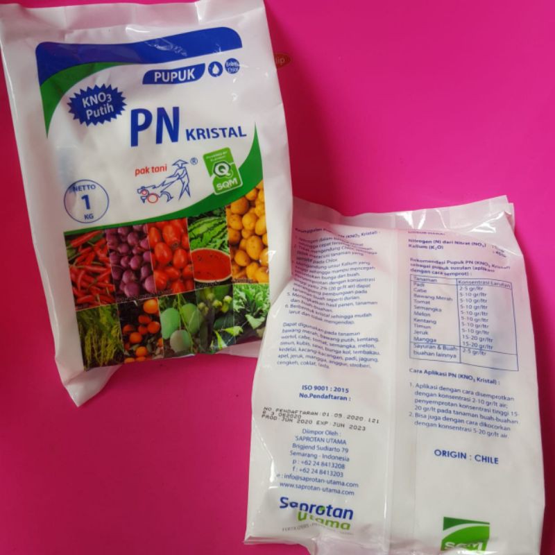 Pupuk PN Kristal 1KG Potassium Nitrat Original Kemasan Pabrik KN03 Putih