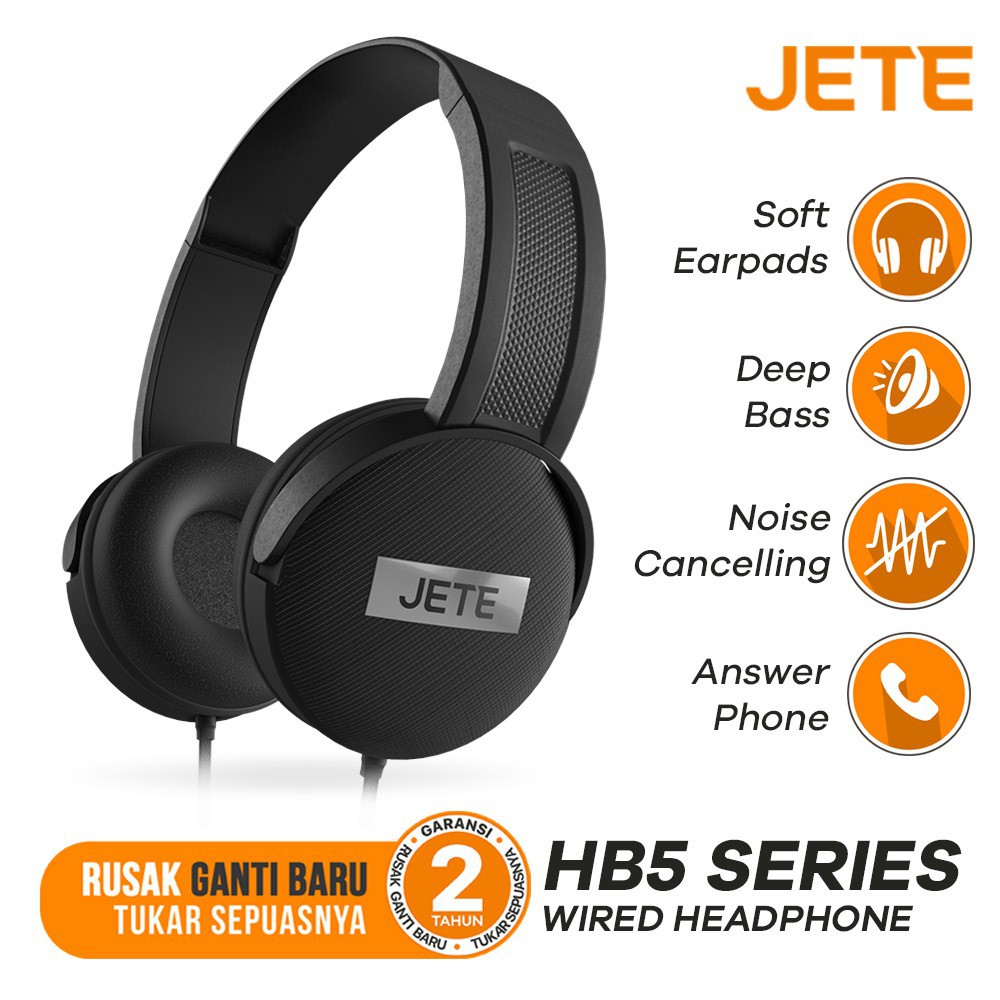 JETE Headphone HB5 - Headset Stereo Full Bass - Garansi 1 Tahun.