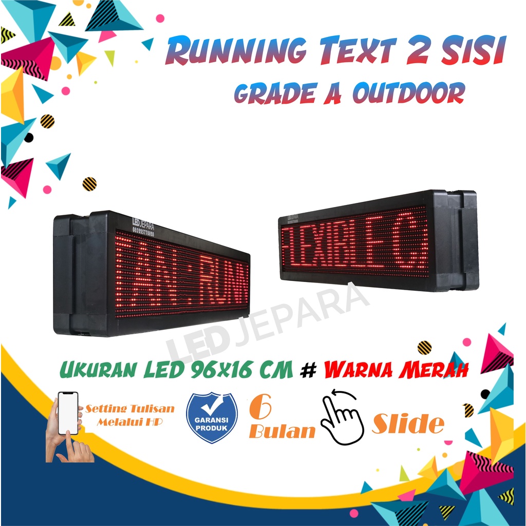 Running Text 2 Sisi Tulisan Berjalan LED Running Teks Dua Sisi