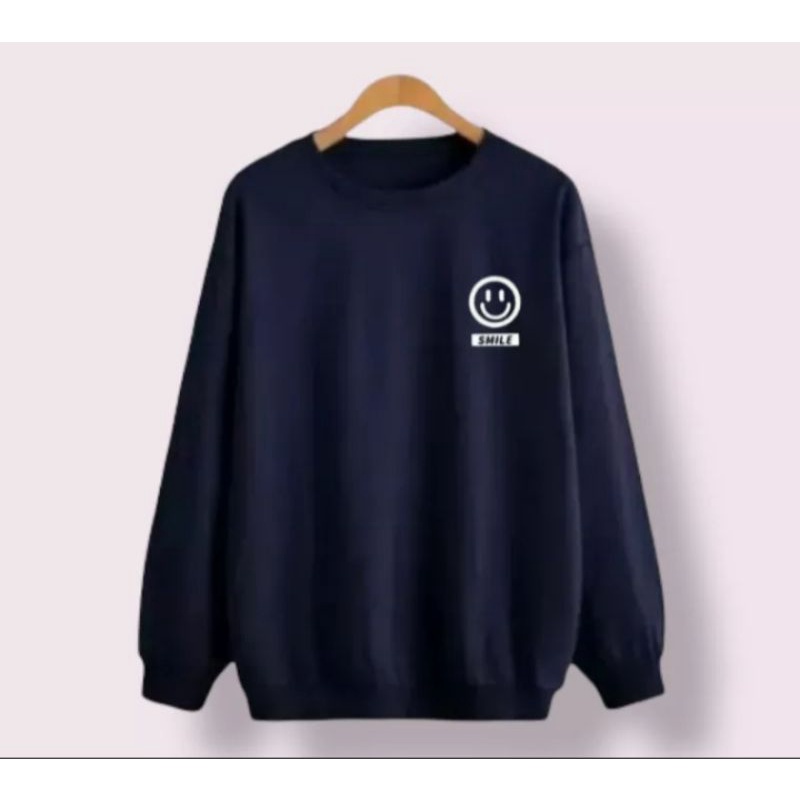 Sweter crewneck jumbo smile oversize  Real  Jumbo 100%  size 2xl 3xl 4xl 5xl 6xl  Pria wanita