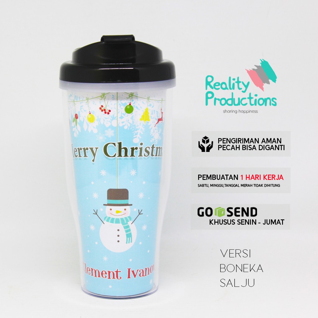 Tumbler Christmas Custom Nama untuk Hadiah Natal