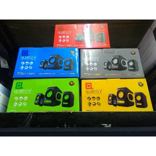 ORIGINAL SPEAKER SONIC GEAR QUATRO V + REMOTE 3 Pieces + Radio +Slot USB TERMURAH
