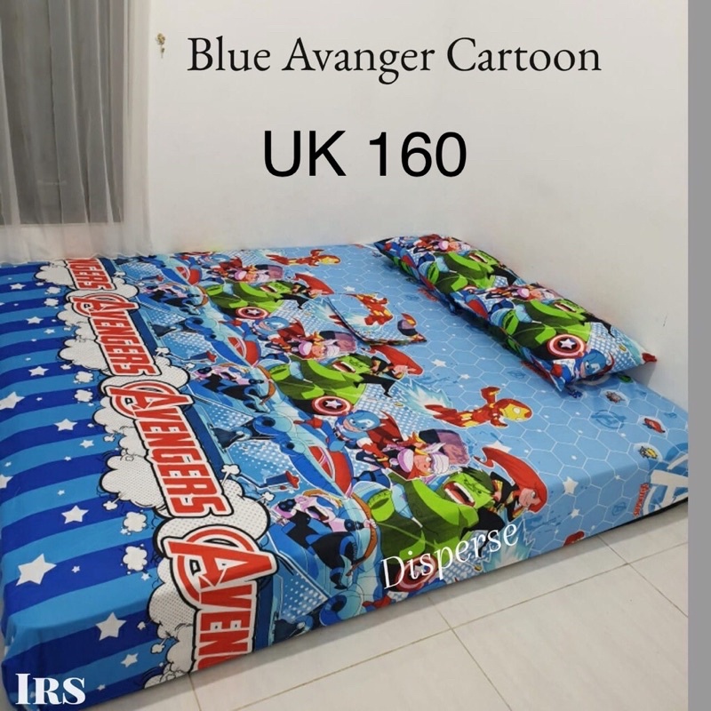 SPREI SEPRAI SEPREI HOMEMADE MOTIF GAMBAR KARAKTER KARTUN SUPERHERO BLUE AVENGER AVENGERS BIRU IRONM