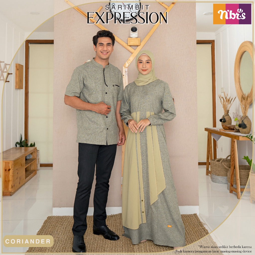 Nibras Sarimbit EXPRESSION CORIANDER Baju Lebaran Muslim Keluarga Couple NBRS Model Terbaru 2022