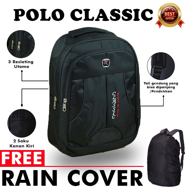 Ransel Punggung Cowok SMP SMA Tas Gendong Polo Classic Keren Bagus Backpack Laptop Awet Berkualitas