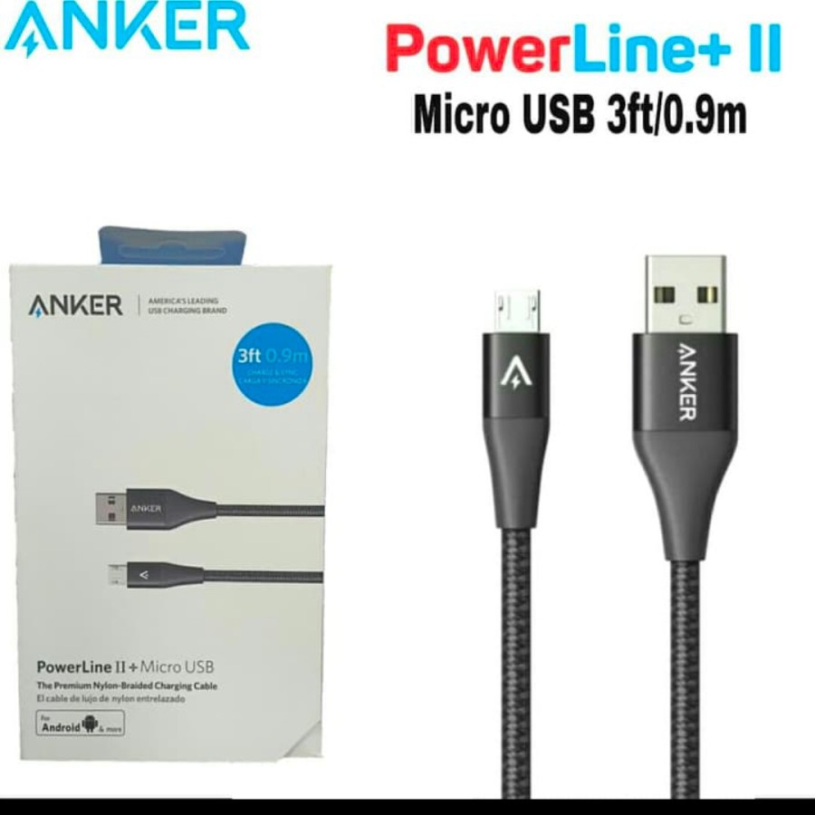 kabel data Anker Nylon MICRO Pawer line+ll 3ft/0.9m high speed A8454 Terjual 1 • rating 5 (1 ulasan)