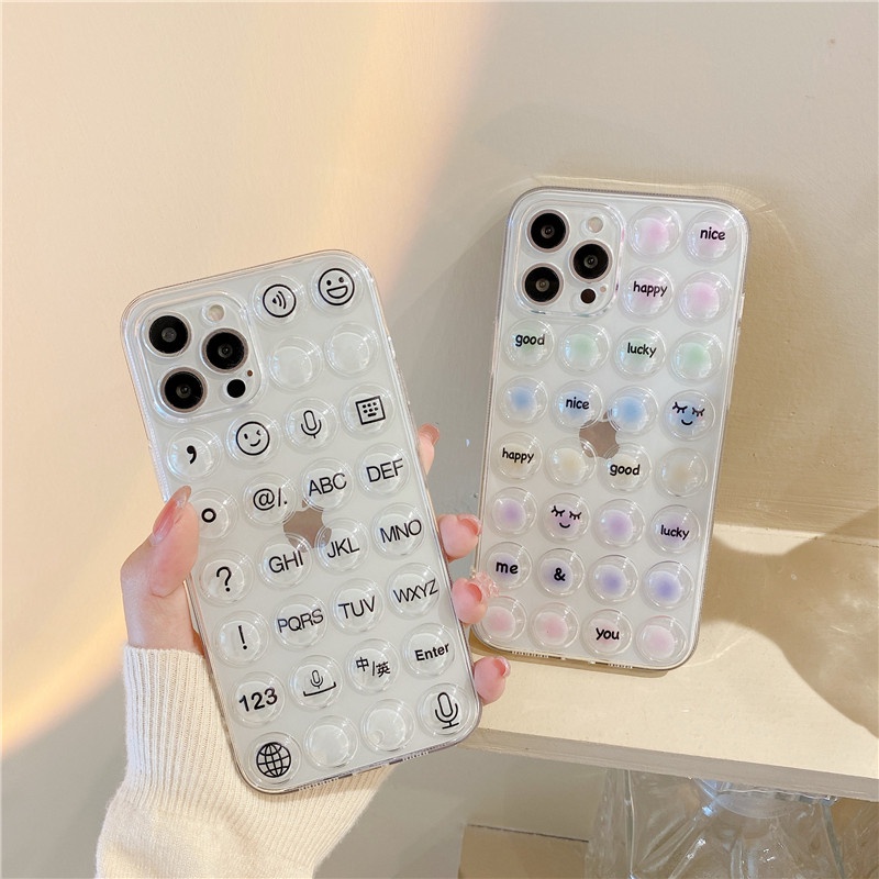 Fashion Creativity Bubble decompression phone case iPhone 11 12 Pro Max X XS XR 7 8 Plus SE 2020 transparent Shockproof Case