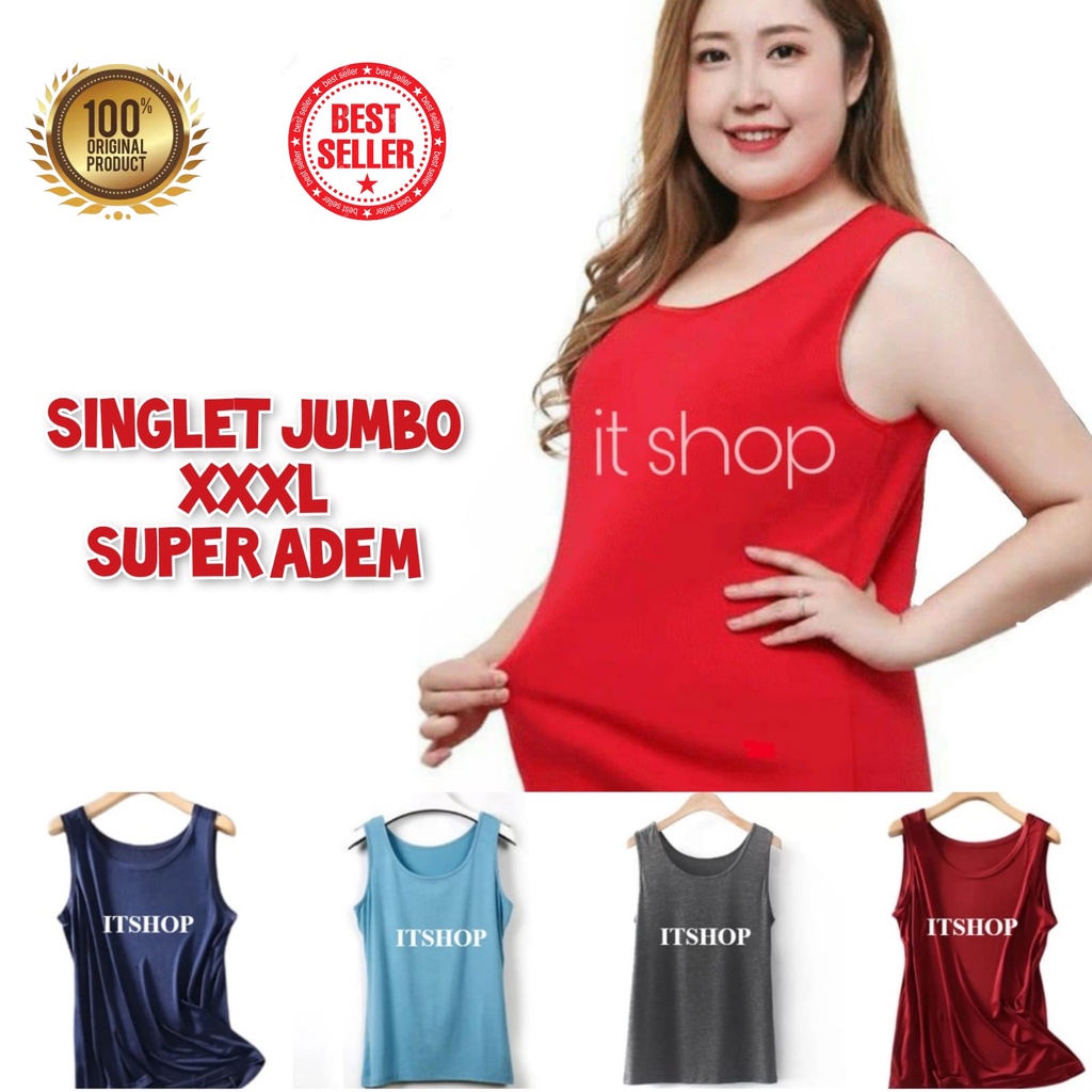 ITSHOPING - Tanktop Jumbo Tali Lebar Viorano Big Size Singlet Tengtop Wanita Jumbo Sexy Gym Bahan Adem Warna Polos