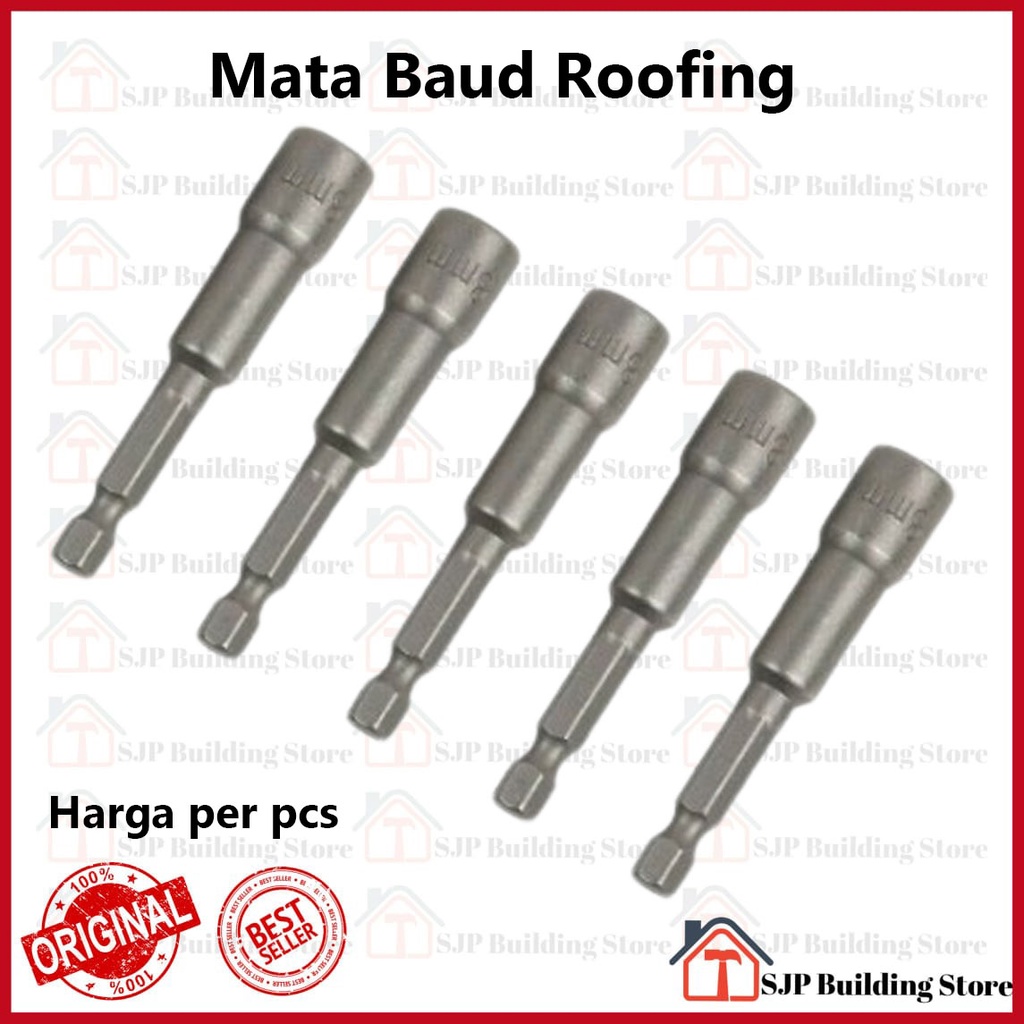 Mata Roofing 8 mm Magnetic Hex Socket Nut / Kunci Sock Baut Roofing Baja Ringan 8 Mm / Kunci Sok Roofing Mata Sok Baut Ruping