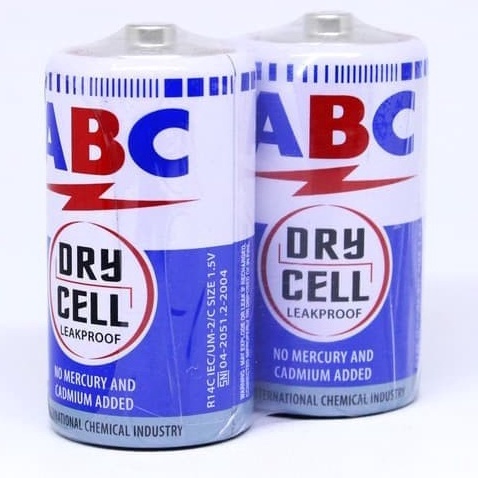 Batu Baterai Sedang ABC Biru Dry Cell R14 C ( Isi 2pcs)