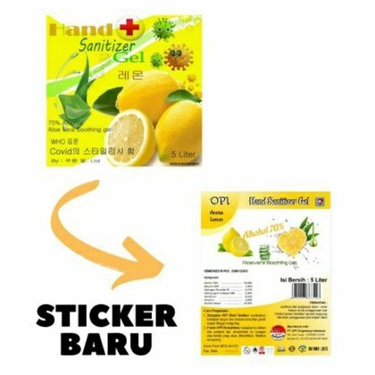 hand sanitizer gel 5 liter - aroma lemon - KEMENKES