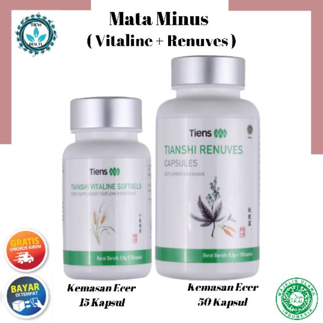 Tiens Suplemen Herbal Mata Minus / Kemasan Ecer 50 Kapsul Renuves + 15 Kapsul Vitaline