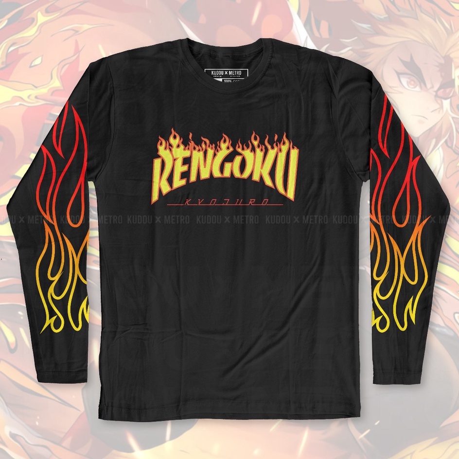 Longsleeve Rengoku Flame Hashira Anime Manga Demon Slayer Kimetsu No Yaiba Unisex